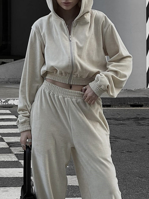 'June' Zip Up Hoodie and Pants Set - Celes Fashion